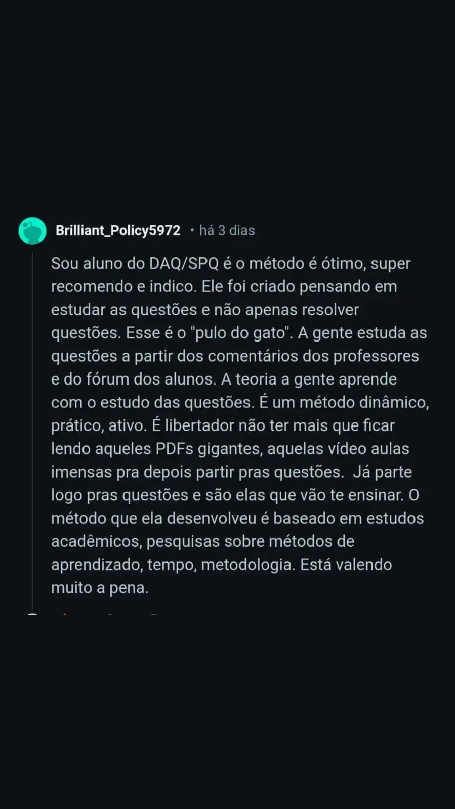 Depoimento de Aluno DAQ